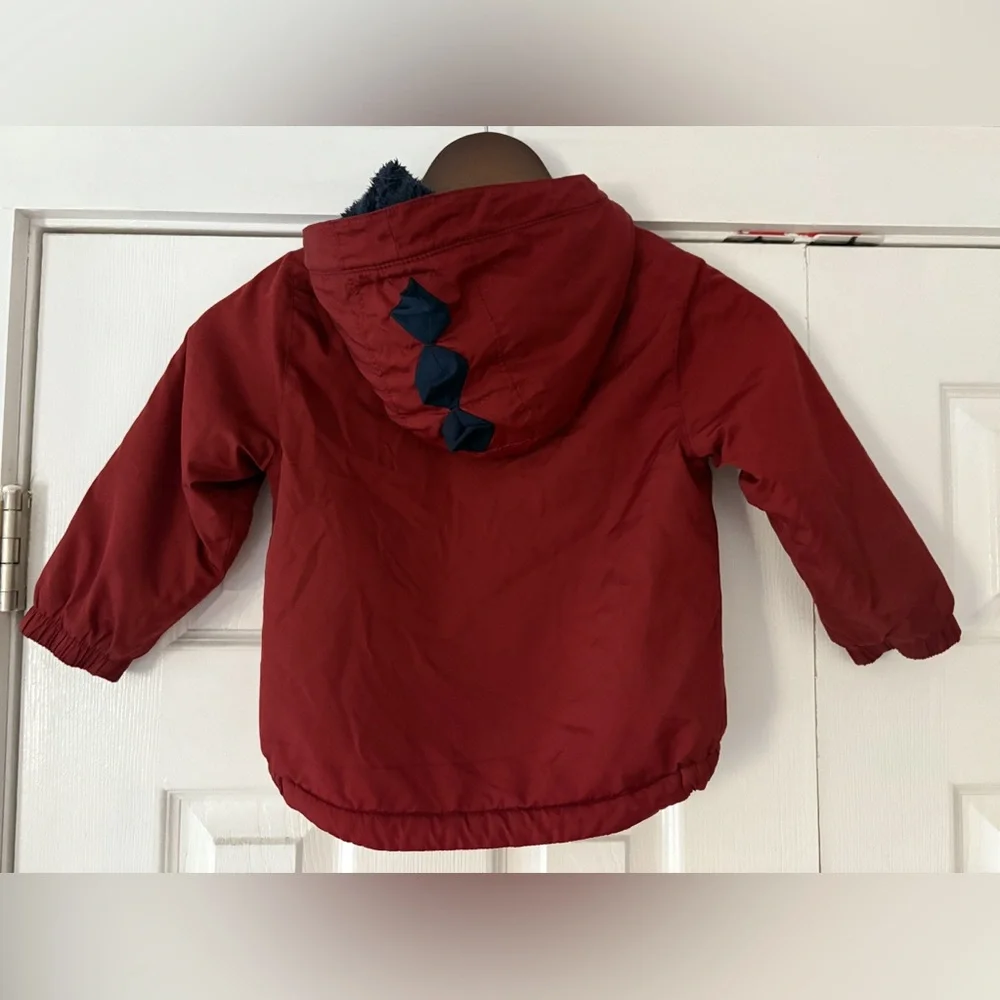 GAP Kids Cherry Red Puffer Jacket with Spiky Hood Size 3 EUC‎